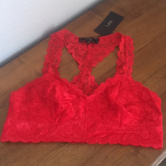 L&B Flower lace detail bralette lace back - Red - Picture 6 of 8